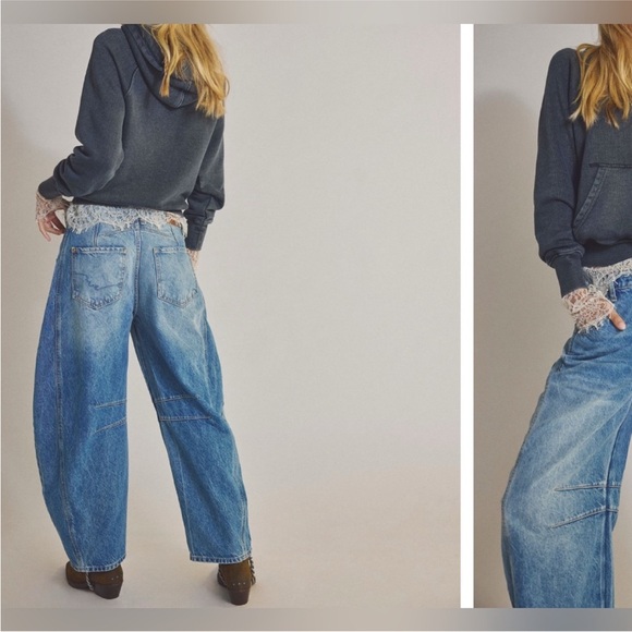 NWOT Free People We The Free Good Luck Mid-Rise Barrel Jeans ultra high beam 26 - Picture 8 of 16